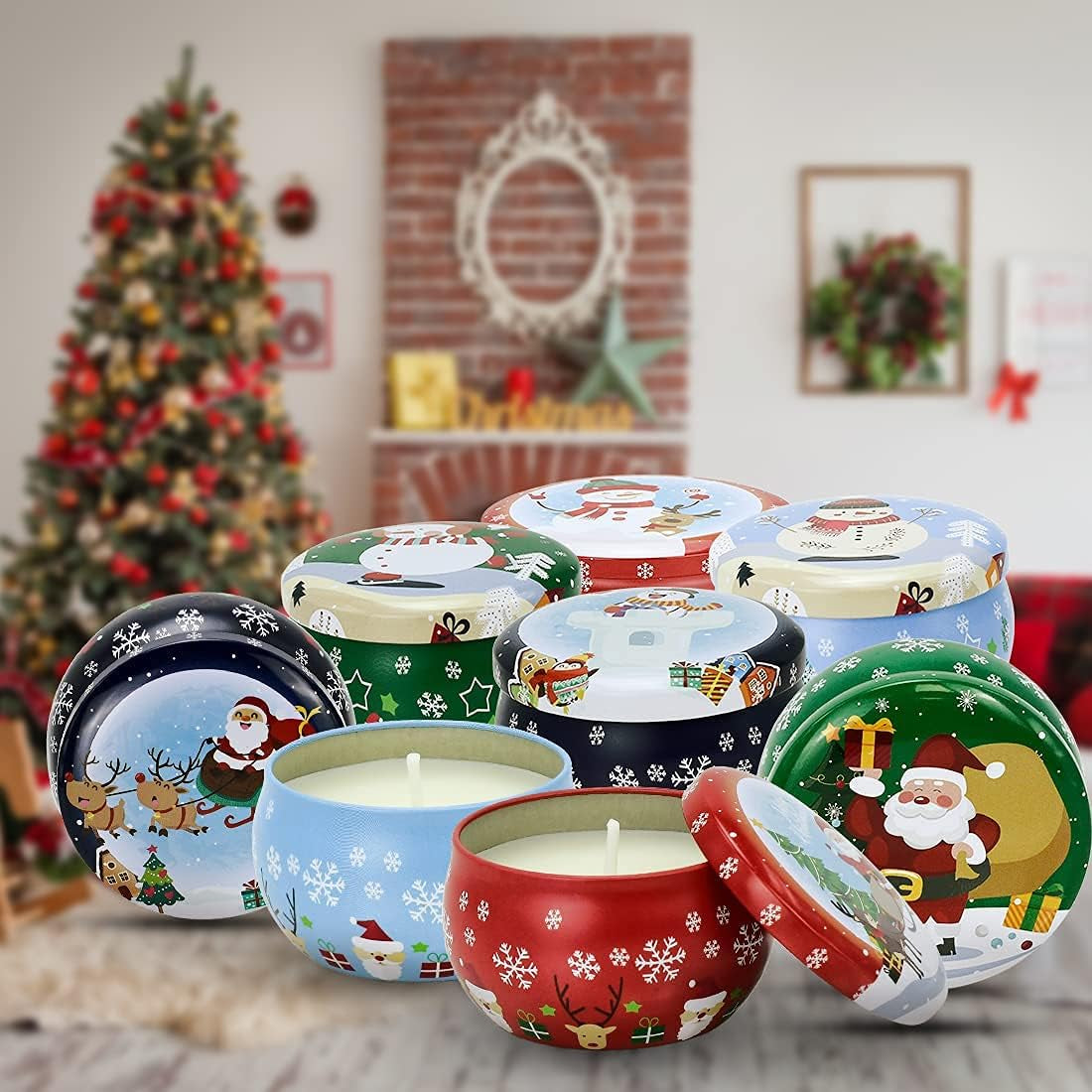 Christmas Scented Candles Gift Set for Women, 8 Pack Natural Soy Wax Aromatherapy Candles for Home Party, Total 88 Hours Burn…