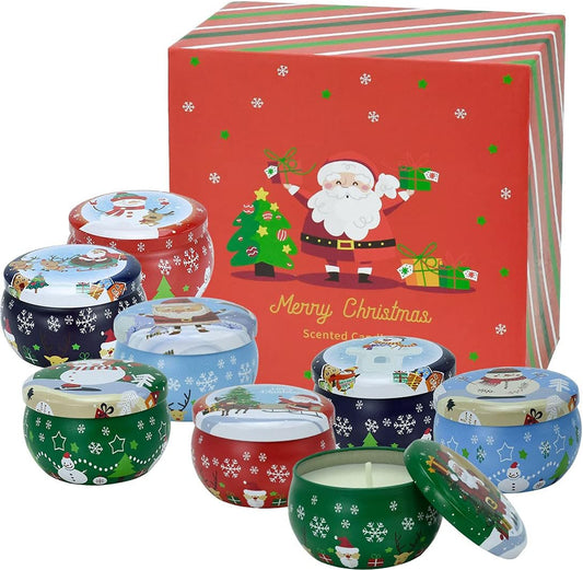 Christmas Scented Candles Gift Set for Women, 8 Pack Natural Soy Wax Aromatherapy Candles for Home Party, Total 88 Hours Burn…